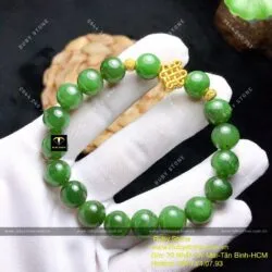 Vòng chuỗi ngọc bích Canada mix charm vàng 24k - Hình ảnh 6
