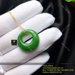 Mặt dây chuyền đồng điếu Ngọc bích, KT 25mm - Hình ảnh 2