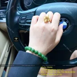 Vòng chuỗi ngọc bích xanh lá 10 ly (chất thường) - Hình ảnh 4
