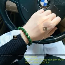 Vòng chuỗi Ngọc bích bông lý xanh đậm 10 ly