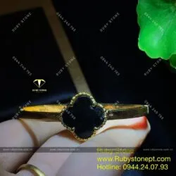 Lắc tay cỏ 4 cánh Ngọc bích đen, vàng 18k