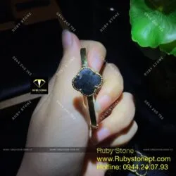 Lắc tay cỏ 4 cánh Ngọc bích đen, vàng 18k - Ảnh 5