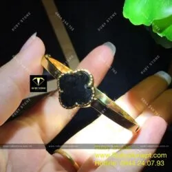 Lắc tay cỏ 4 cánh Ngọc bích đen, vàng 18k - Ảnh 2