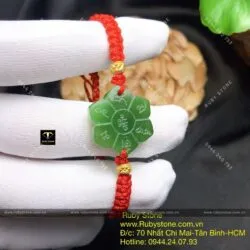 Vòng Mạn Đà La ngọc bích mix bi vàng 24k - Hình ảnh 9