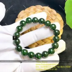 Vòng chuỗi Ngọc bích bông lý xanh đậm 10 ly - Ảnh 3