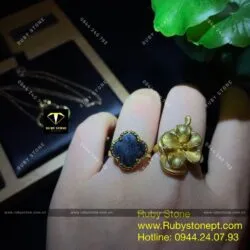 Nhẫn cỏ 4 cánh Ngọc bích đen, vàng 18k - Ảnh 4