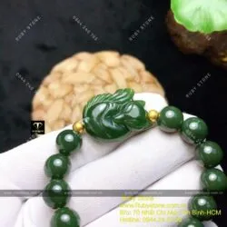 Vòng ngọc bích Canada mix Hồ ly, bi vàng 24k - Ảnh 5