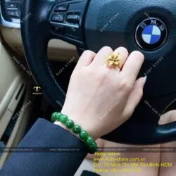 Vòng chuỗi ngọc bích xanh lá 10 ly (chất thường)