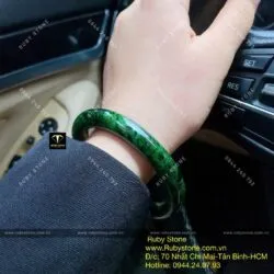 Bộ sản phẩm vòng bản tròn và nhẫn ngọc Jadeite A (Cẩm thạch sơn thuỷ) - Hình ảnh 4