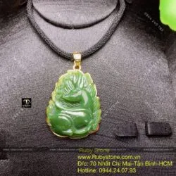 Hồ ly Ngọc bích dáng cách điệu, vàng 10k - Ảnh 5
