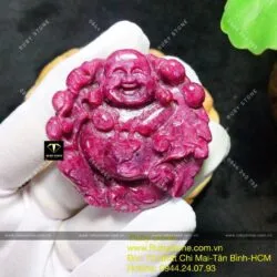 Phật Di Lặc cầm gậy như ý Ruby Nam Phi
