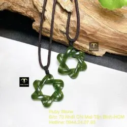 Mặt dây chuyền ngôi sao “David” ngọc bích Canada, KT 36mm - Hình ảnh 3