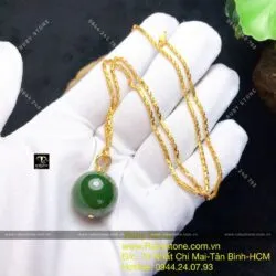 Mặt dây chuyền Trái châu Ngọc bích, vàng 18k - Hình ảnh 5
