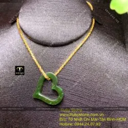Mặt dây chuyền Trái tim Ngọc bích viền khung - Hình ảnh 6