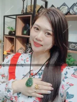 Hồ ly Ngọc bích dáng cách điệu, vàng 10k - Ảnh 2