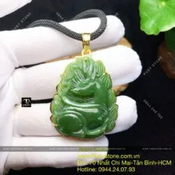 Hồ ly Ngọc bích dáng cách điệu, vàng 10k - Ảnh 8