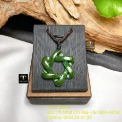 Mặt dây chuyền ngôi sao “David” ngọc bích Canada, KT 36mm