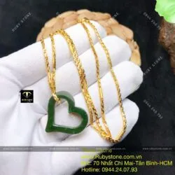 Mặt dây chuyền Trái tim Ngọc bích viền khung - Hình ảnh 3