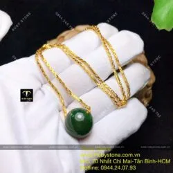 Mặt dây chuyền Trái châu Ngọc bích xanh đậm 16 ly - Hình ảnh 3