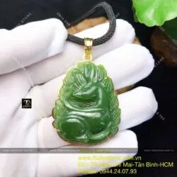 Hồ ly Ngọc bích dáng cách điệu, vàng 10k