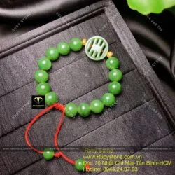 Vòng ngọc bích Canada 10 ly mix chữ “Thọ”
