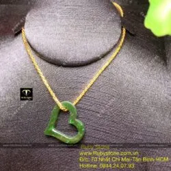 Mặt dây chuyền Trái tim Ngọc bích viền khung - Hình ảnh 8