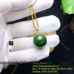 Mặt dây chuyền Trái châu Ngọc bích, vàng 18k - Hình ảnh 6