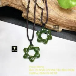 Mặt dây chuyền ngôi sao “David” ngọc bích Canada, KT 36mm - Hình ảnh 2