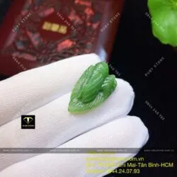 Ngọc thiền (ve sầu) ngọc bích ngự trên lá, KT 20mm - Hình ảnh 7