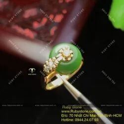 Nhẫn đồng điếu Ngọc bích, vàng 10k