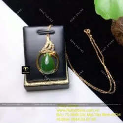 Mặt dây chuyền Thiên nga Ngọc bích, vàng 18k - Ảnh 6