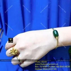Lắc tay lu thống Ngọc bích, vàng 18k - Ảnh 4