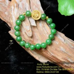 Vòng Ngọc bích Canada 10 ly, mix bánh xe Kinh luân vàng 24k