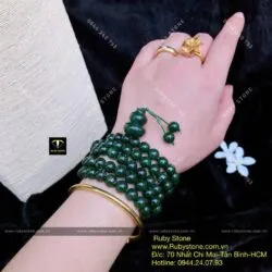 Tràng hạt 108 ngọc bích Canada 8 ly xanh đậm - Ảnh 2
