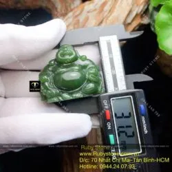 Phật Di Lặc ngọc bích Canada dáng ngồi tự tại, KT 32mm - Hình ảnh 3