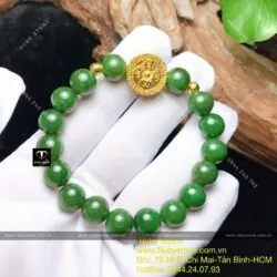 Vòng Ngọc bích Canada 10 ly, mix bánh xe Kinh luân vàng 24k - Hình ảnh 5