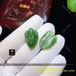 Ngọc thiền (ve sầu) ngọc bích ngự trên lá, KT 20mm - Hình ảnh 2