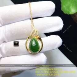 Mặt dây chuyền Thiên nga Ngọc bích, vàng 18k - Ảnh 7
