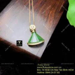 Mặt dây chuyền Cánh quạt ngọc bích, vàng 10k - Ảnh 6