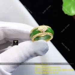 Nhẫn tròn Ngọc bích viền tấm, vàng 10k