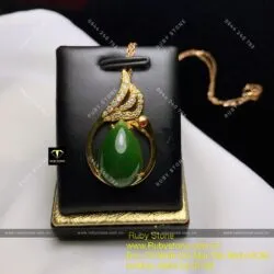Mặt dây chuyền Thiên nga Ngọc bích, vàng 18k - Ảnh 2