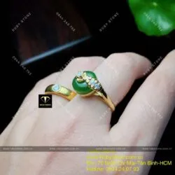 Nhẫn đồng điếu Ngọc bích, vàng 10k - Ảnh 3