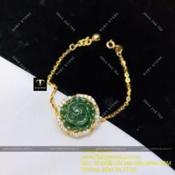 Lắc hoa mẫu đơn ngọc bích Canada, vàng 18k - Hình ảnh 12