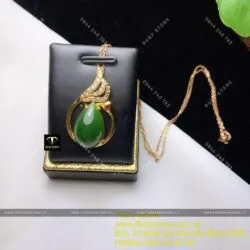 Mặt dây chuyền Thiên nga Ngọc bích, vàng 18k - Ảnh 4