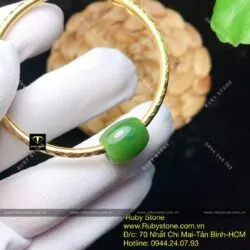 Vòng tay lu thống ngọc bích Canada, kiềng vàng 18k - Hình ảnh 3
