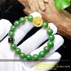 Vòng Ngọc bích Canada 10 ly, mix bánh xe Kinh luân vàng 24k - Hình ảnh 4