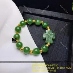 Vòng Mân Côi ngọc bích Canada, mix bi vàng 24k - Hình ảnh 12