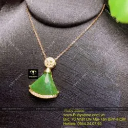 Mặt dây chuyền Cánh quạt ngọc bích, vàng 10k - Ảnh 2