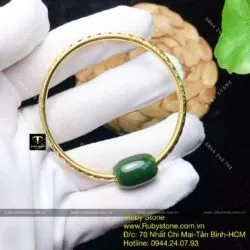 Lắc tay lu thống Ngọc bích, vàng 18k - Ảnh 6