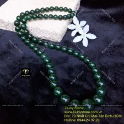 Vòng cổ ngọc bích Canada, hạt đuổi từ 8 đến 12 ly (62 hạt) - Ảnh 10